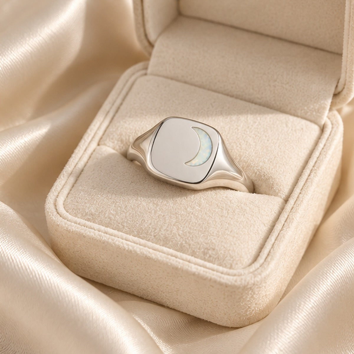 VIVALORA® Luma Crescent Signet Ring — lifestyle and gifting scene