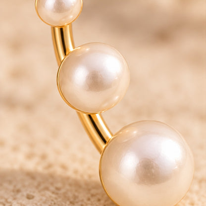 VIVALORA® Nacre Arc Ear Climbers — macro material and setting detail